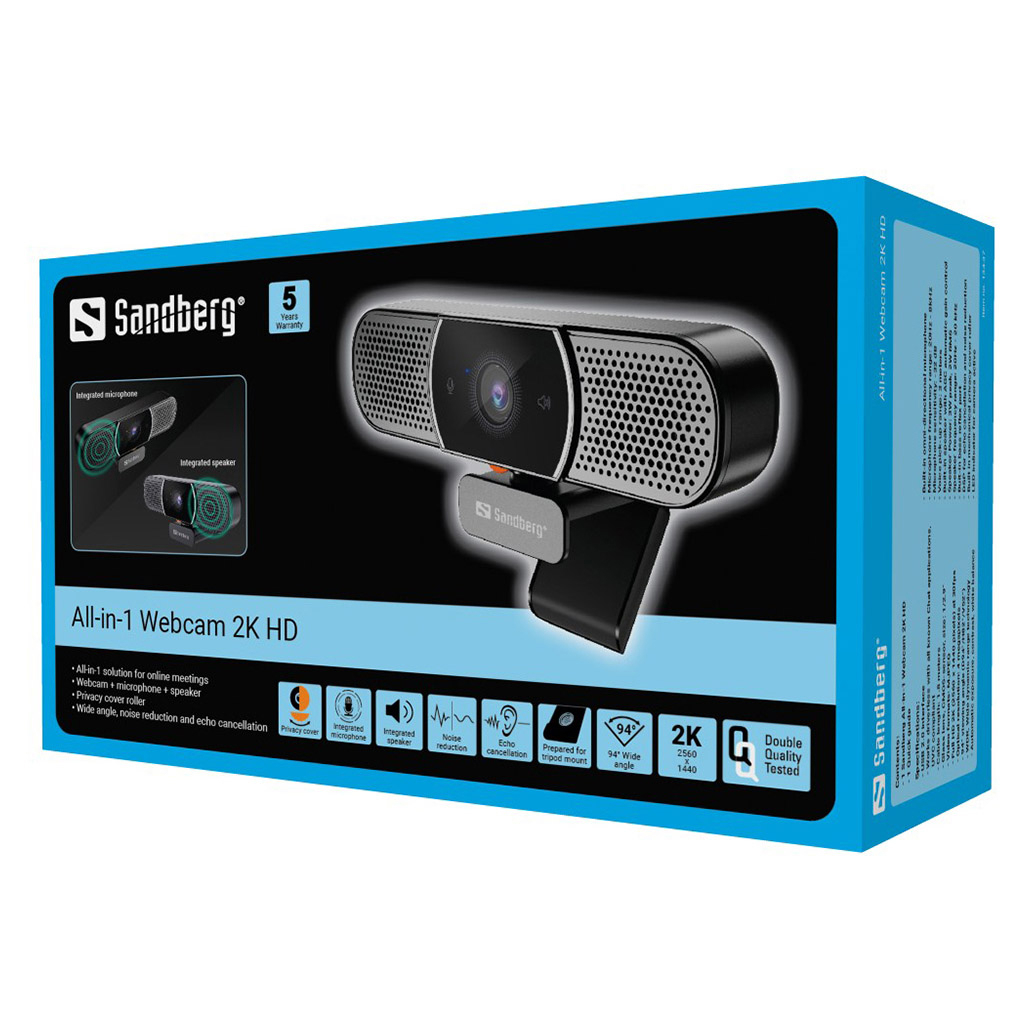 Веб-камера Sandberg All-in-1 Webcam 2K HD Speaker Black (134-37) - 8