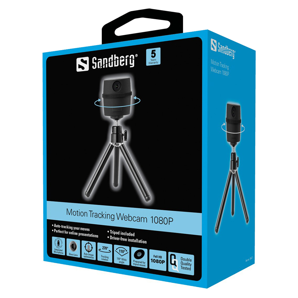 Веб-камера Sandberg Motion Tracking Webcam 1080P + Tripod Black (134-27) - 3