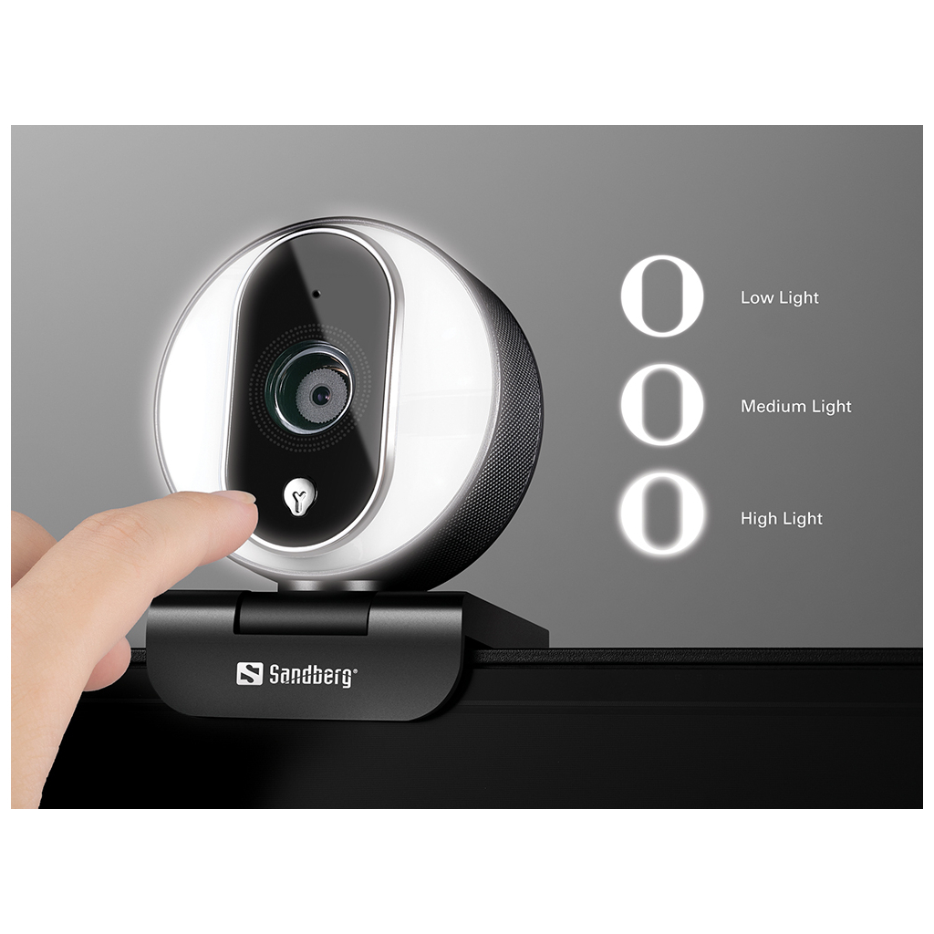 Веб-камера Sandberg Streamer Webcam Pro Full HD Autofocus Ring Light Black (134-12) - 3