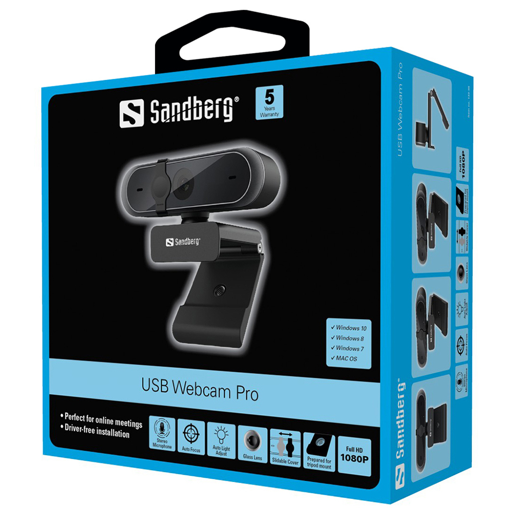 Веб-камера Sandberg Webcam Pro Autofocus Stereo Mic Black (133-95) - 4