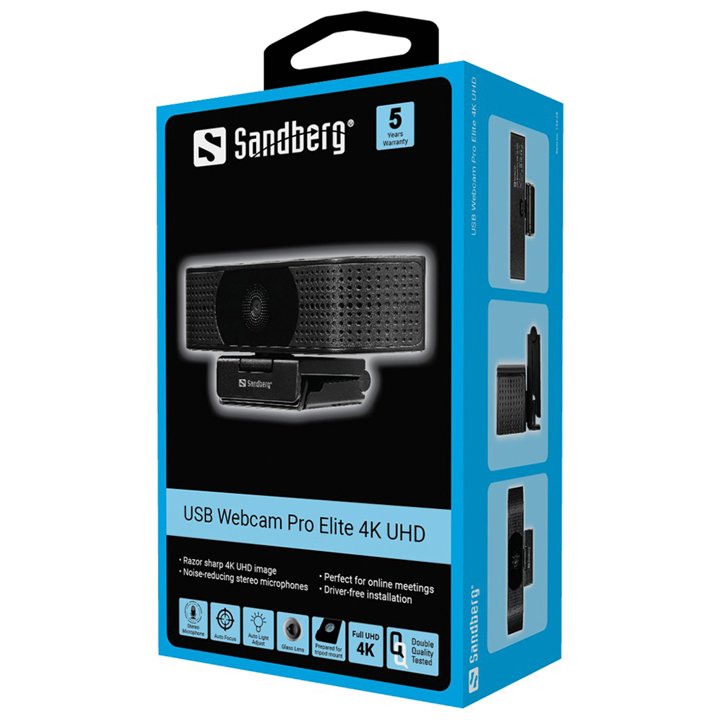 Веб-камера Sandberg Webcam Pro Elite 4K UHD (IMX258) Autofocus USB-A/USB-C Black (134-28) - 4