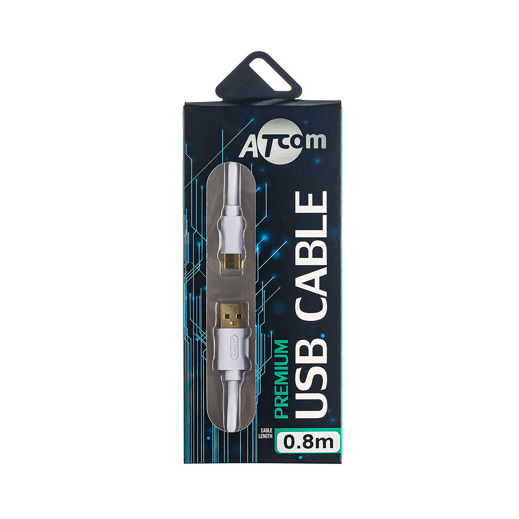 Дата кабель USB-C to Lightning 0.8m GOLD plated Atcom (A15277) - 1