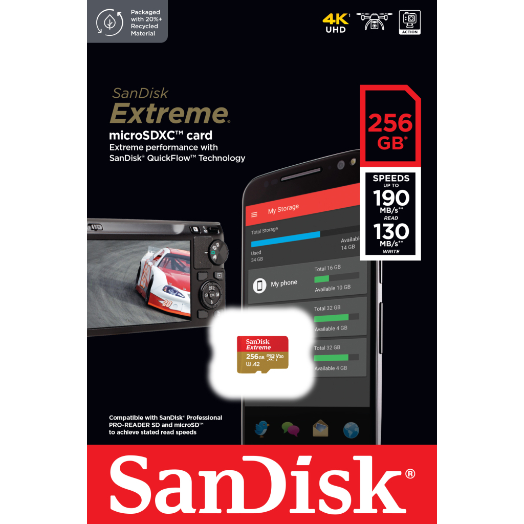Карта памяти SanDisk 256GB microSD class 10 UHS-I U3 Extreme (SDSQXAV-256G-GN6MN) - 2 Карта памяти SanDisk 256GB microSD class 10 UHS-I U3 Extreme (SDSQXAV-256G-GN6MN) - 2