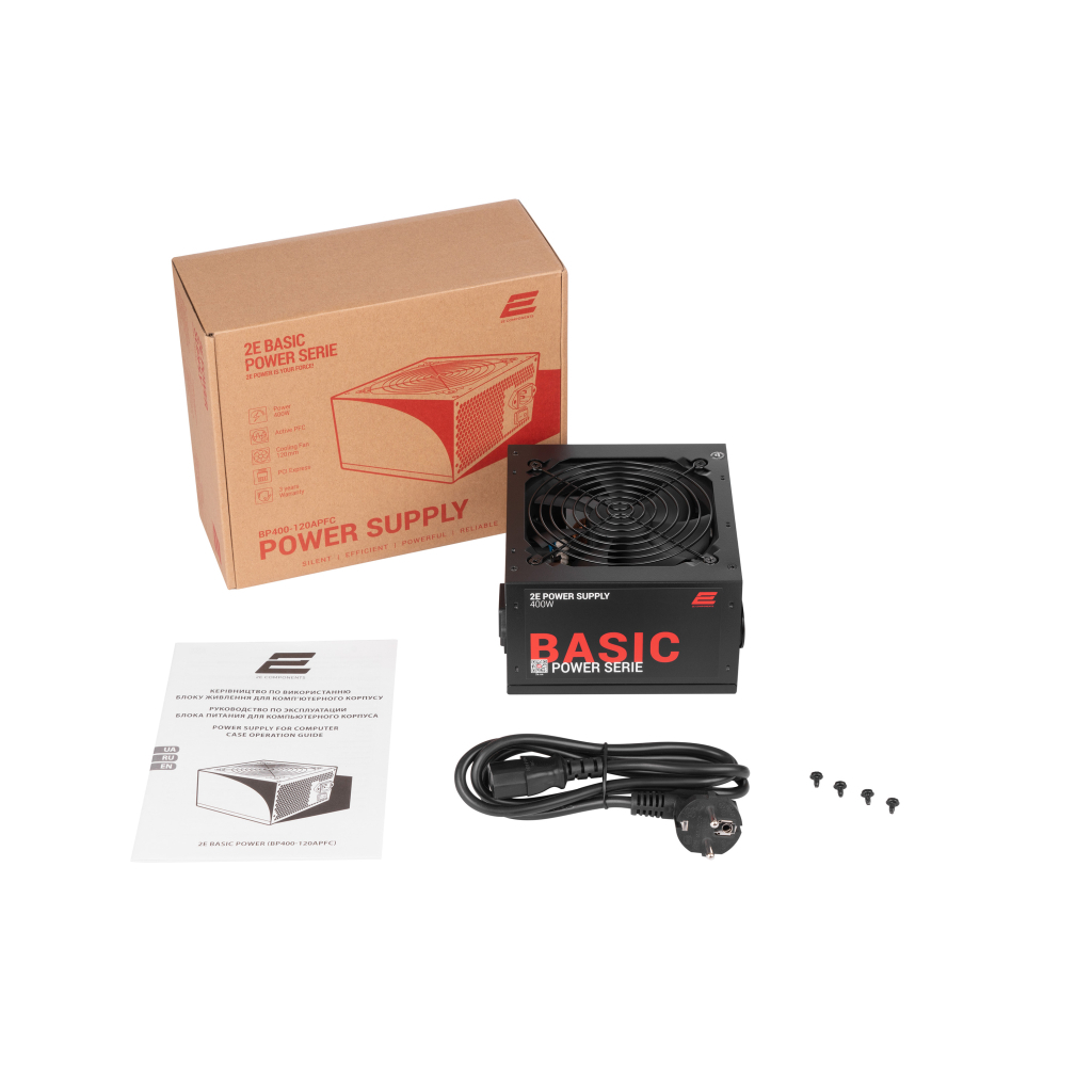 Блок питания 2E BASIC POWER (400W), 80, 120mm, 1xMB 24pin(20+4), 1xCPU 8pin(4+4), 3xMolex, 4xSATA, 1xPCIe 8pin( (2E-BP400-120APFC) - 8