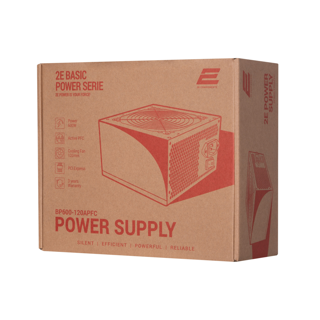 Блок питания 2E BASIC POWER (600W), 80, 120mm, 1xMB 24pin(20+4), 1xCPU 8pin(4+4), 3xMolex, 4xSATA, 2xPCIe 8pin( (2E-BP600-120APFC) - 9
