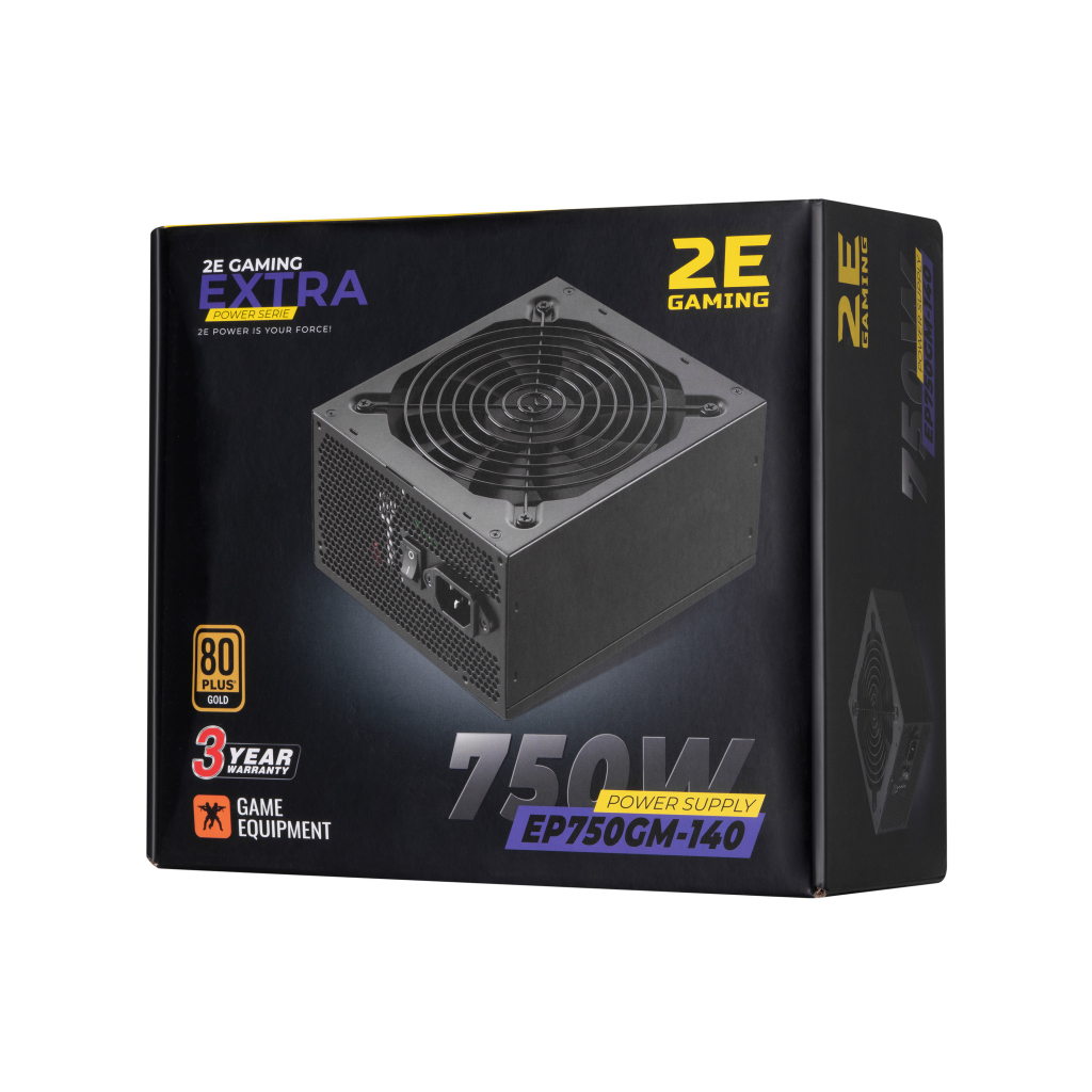 Блок питания 2E GAMING EXTRA POWER (750W), >90, 80+ Gold, 140mm, 1xMB 24pin(20+4), 1xCPU 8pin(4+4), 4xMolex, 6x (2E-EP750GM-140) - 9