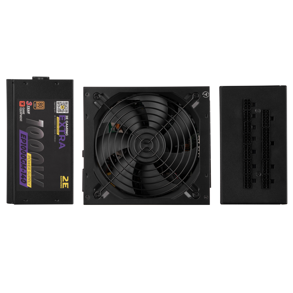 Блок питания 2E GAMING EXTRA POWER (1000W), >90, 80+ Gold, 140mm, 1xMB 24pin(20+4), 2xCPU 8pin(4+4), 4xMolex, 6x (2E-EP1000GM-140) - 1