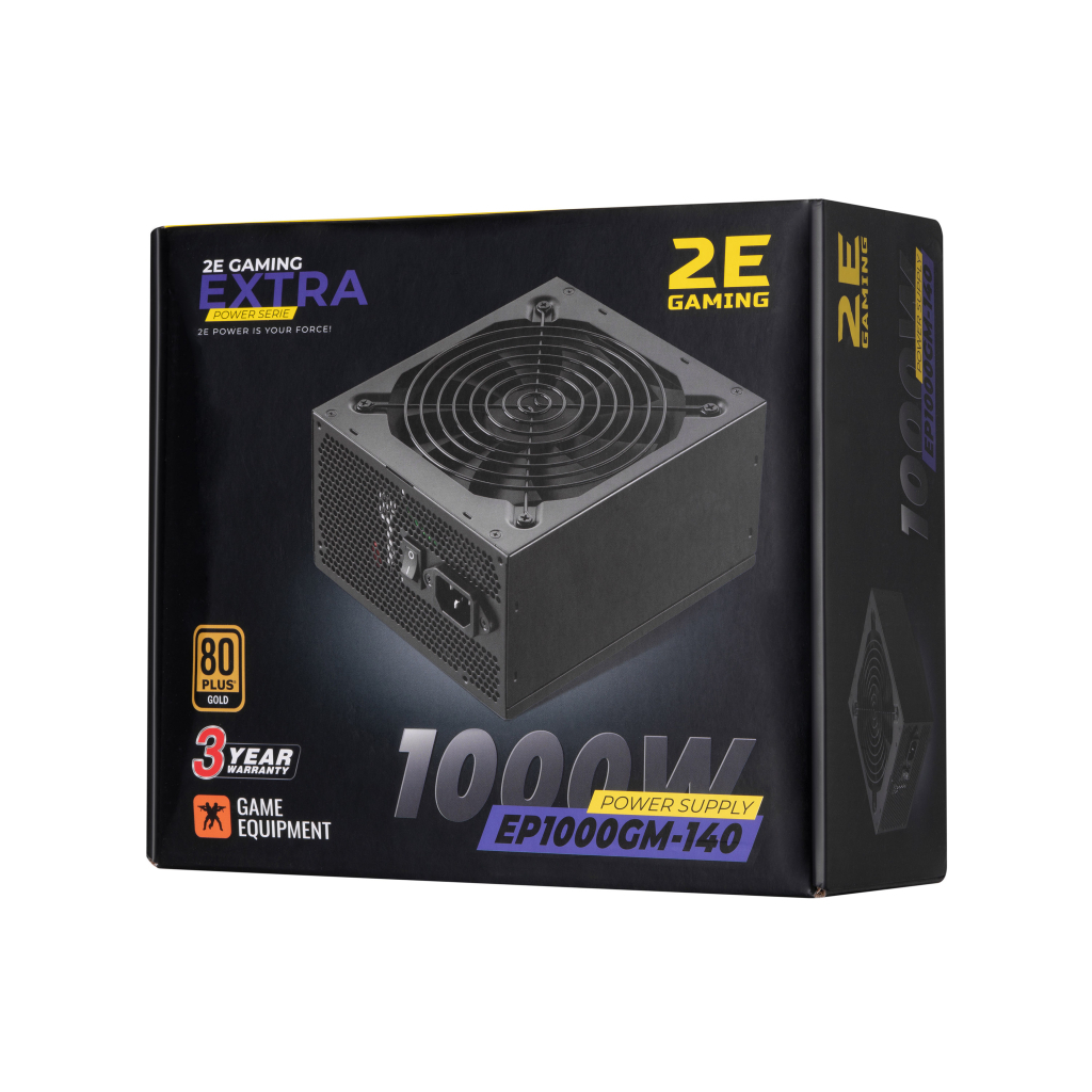 Блок питания 2E GAMING EXTRA POWER (1000W), >90, 80+ Gold, 140mm, 1xMB 24pin(20+4), 2xCPU 8pin(4+4), 4xMolex, 6x (2E-EP1000GM-140) - 9