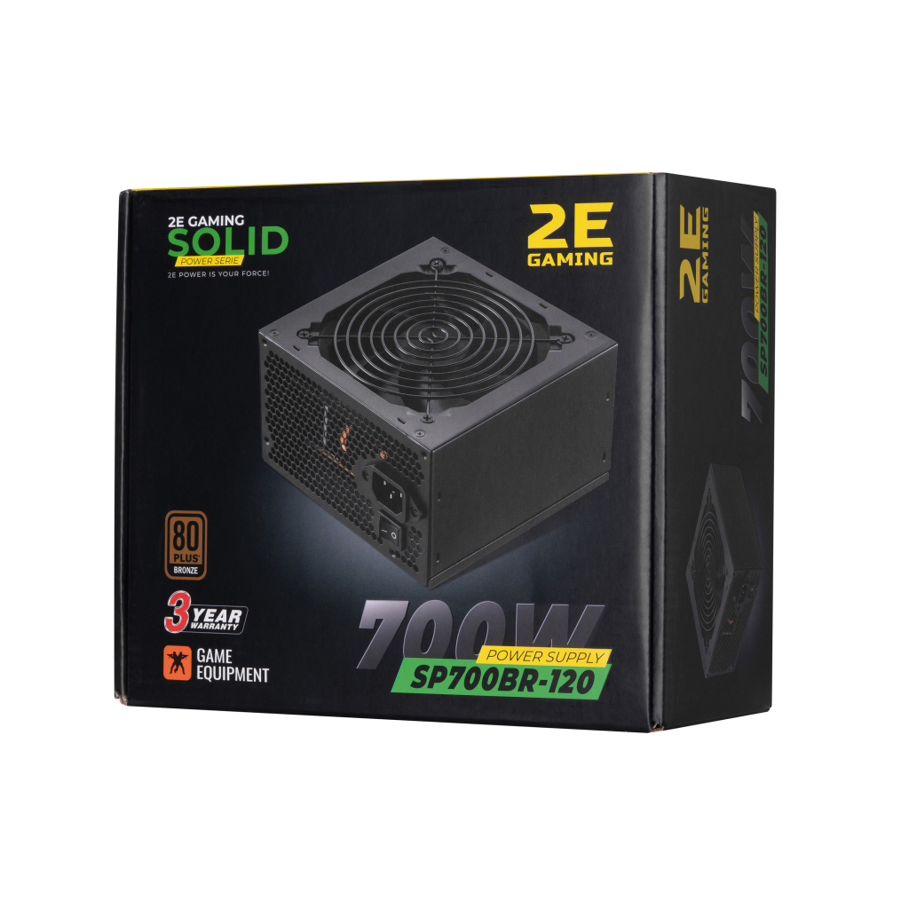 Блок питания 2E GAMING SOLID POWER (700W), >85, 80+ Bronze, 120mm, 1xMB 24pin(20+4), 1xCPU 8pin(4+4), 3xMolex, (2E-SP700BR-120) - 9