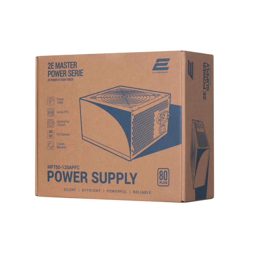 Блок питания 2E MASTER POWER (750W), >80, 80+ White, 120mm, 1xMB 24pin(20+4), 1xCPU 8pin(4+4), 3xMolex, 5xSATA, (2E-MP750-120APFC) - 9