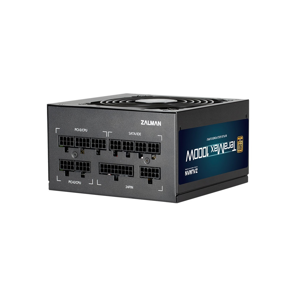 Блок питания Zalman Блок живлення Zalman TERAMAX (1000W) >90, 80+ Gold, 120mm, 1xMB 24pin(20+4)+10pin, 2xCP (ZM1000-TMX) - 1
