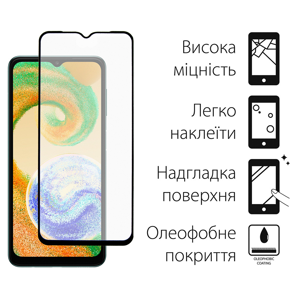 Стекло защитное Dengos Full Glue Samsung Galaxy A04s black frame (TGFG-237) - 1