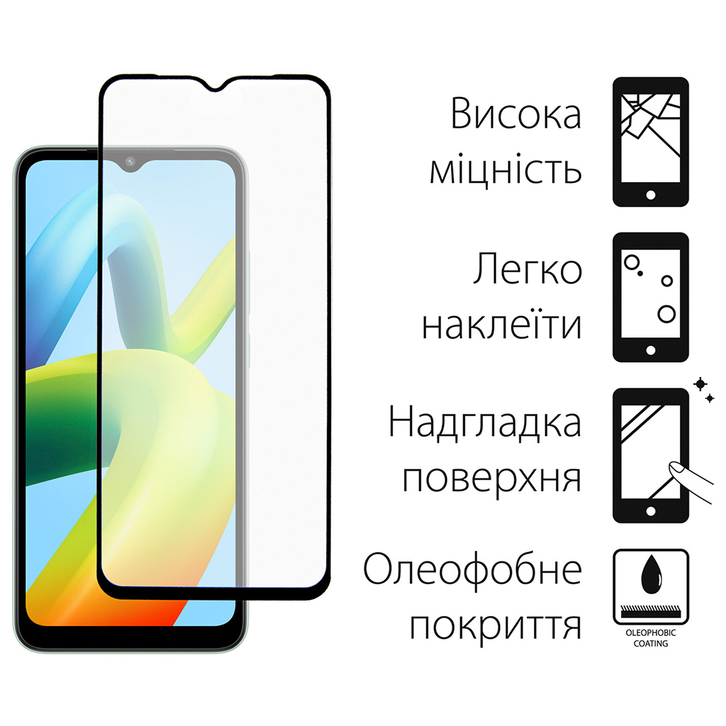 Стекло защитное Dengos Full Glue Xiaomi Redmi A1 black frame (TGFG-232) - 1