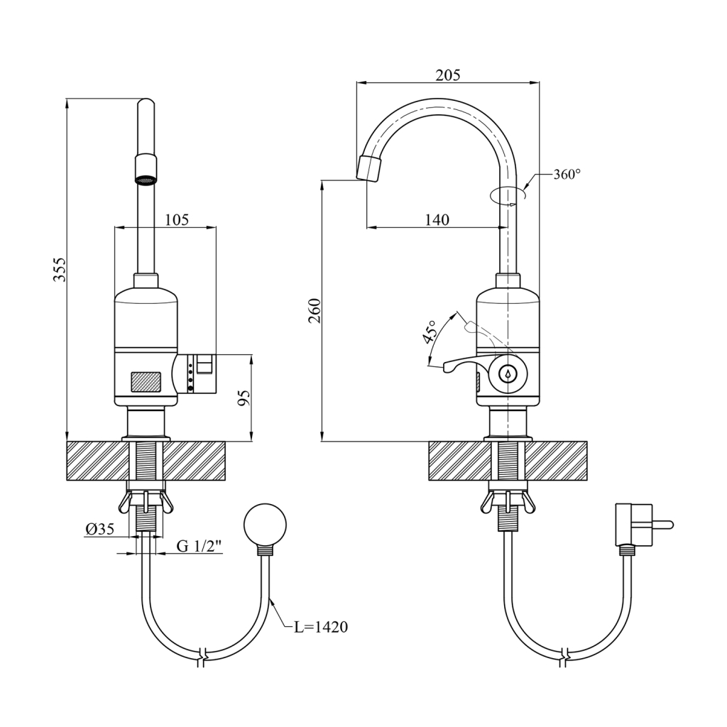 Проточный водонагреватель Kroner Volt-CW090 (CV014407) - 4