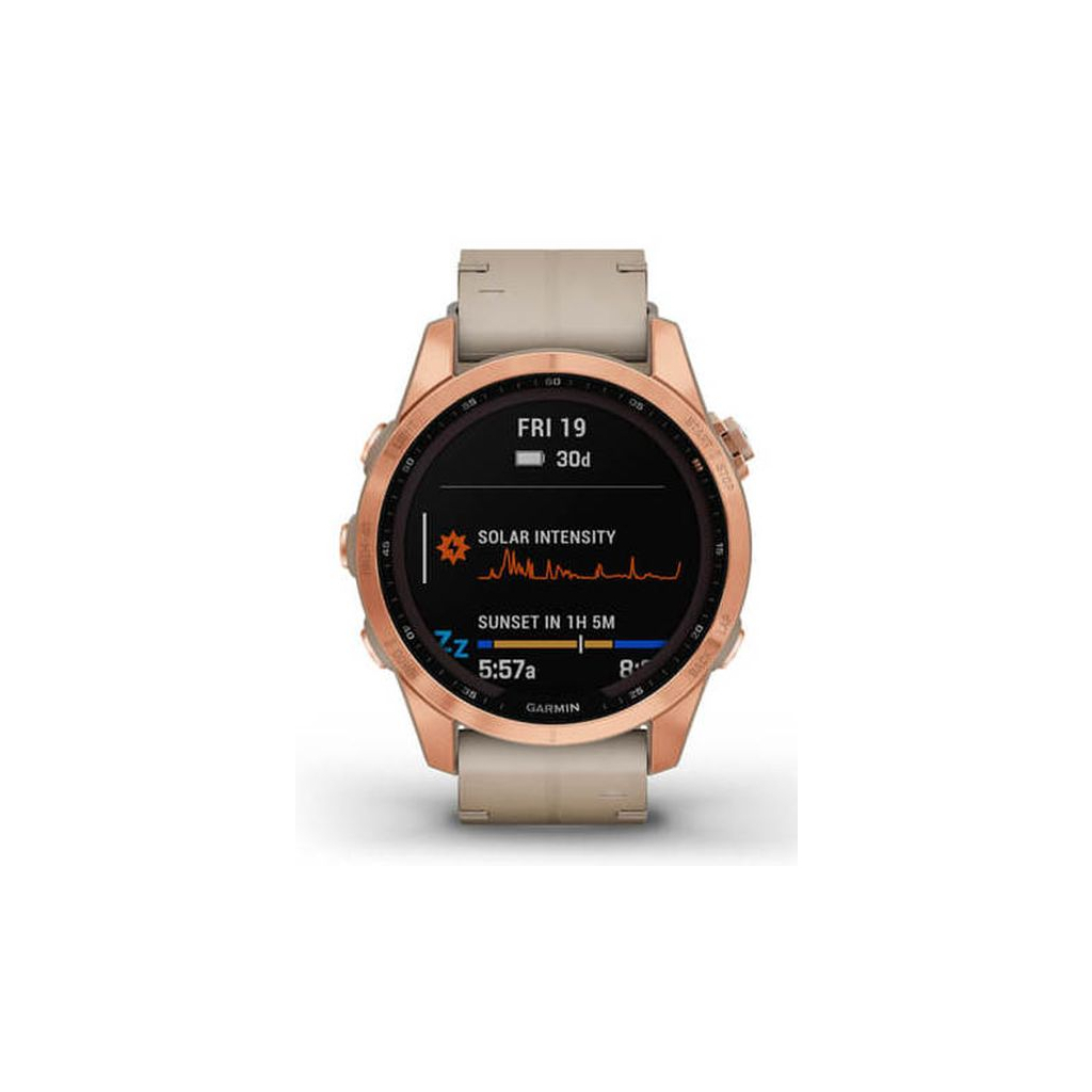 Смарт-часы Garmin fenix 7S, Sapph Sol, Rose Gold Ti w/Limestone Leather (010-02539-35) - 1