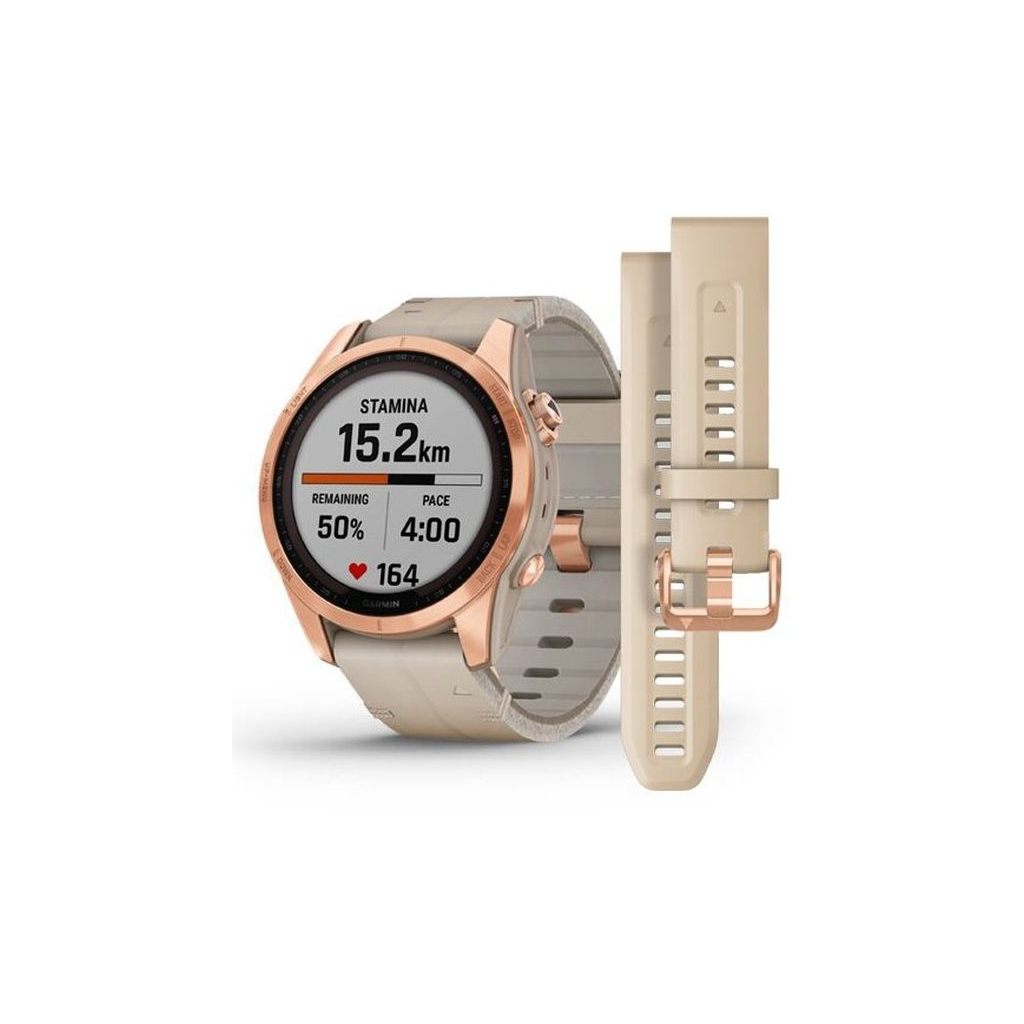 Смарт-часы Garmin fenix 7S, Sapph Sol, Rose Gold Ti w/Limestone Leather (010-02539-35) - 6