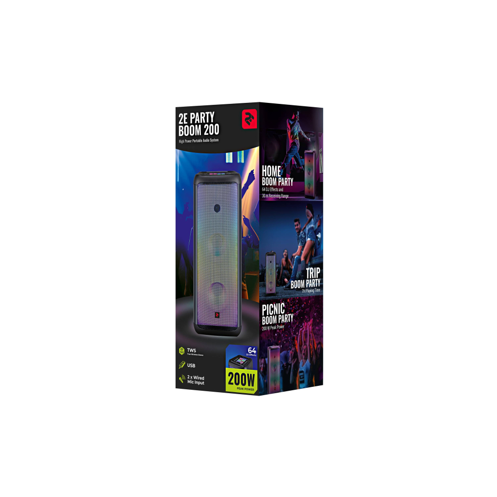 Акустическая система 2E Party Boom 200 TWS USB Full LED DJ Effects, Wireless (2E-DSPB200W) - 1