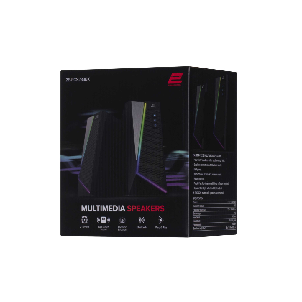 Акустическая система 2E PCS233 RGB USB Black (2E-PCS233BK) - 1