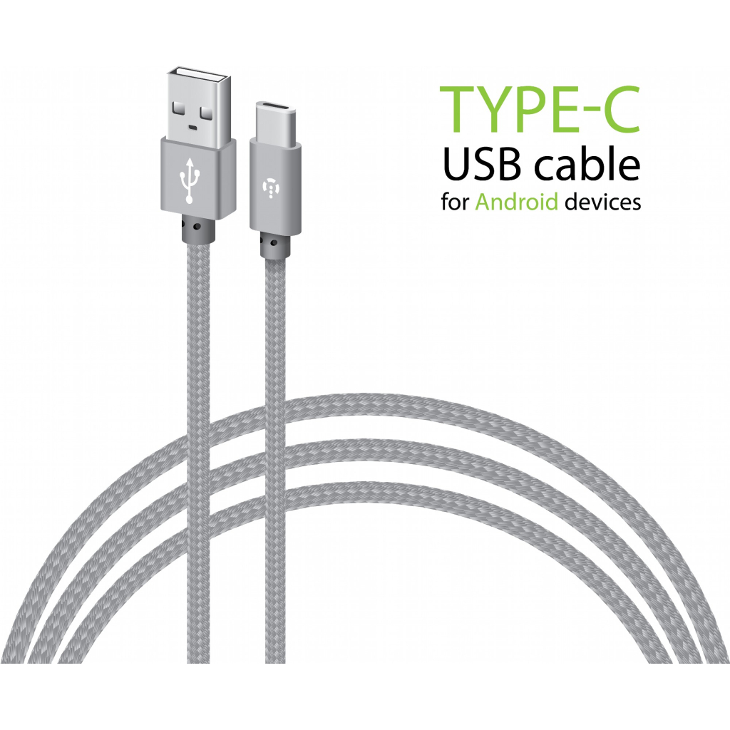 Дата кабель USB 2.0 AM to Type-C 1.0m CBGNYT1 grey Intaleo (1283126489136) - 2