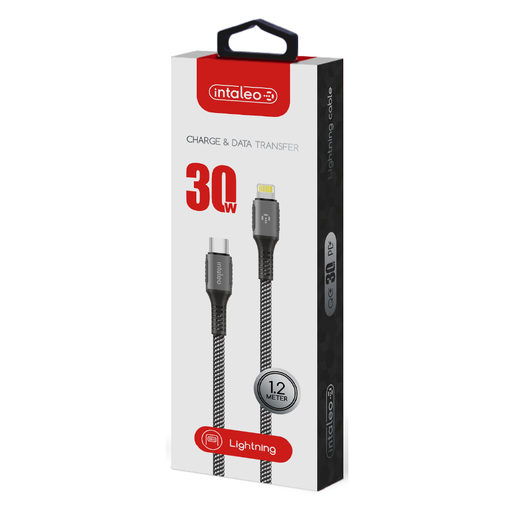 Дата кабель Type-C to Lightning 1.2m CBGPD30WTL1 30W grey Intaleo (1283126518089) - 1