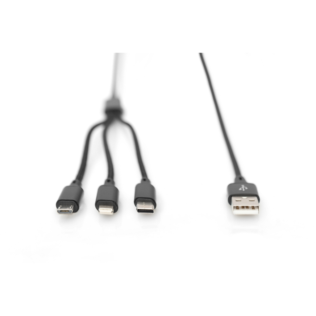 Дата кабель USB 2.0 AM to Lightning + Micro 5P + Type-C 1.0m charge only Digitus (AK-300160-010-S) - 5