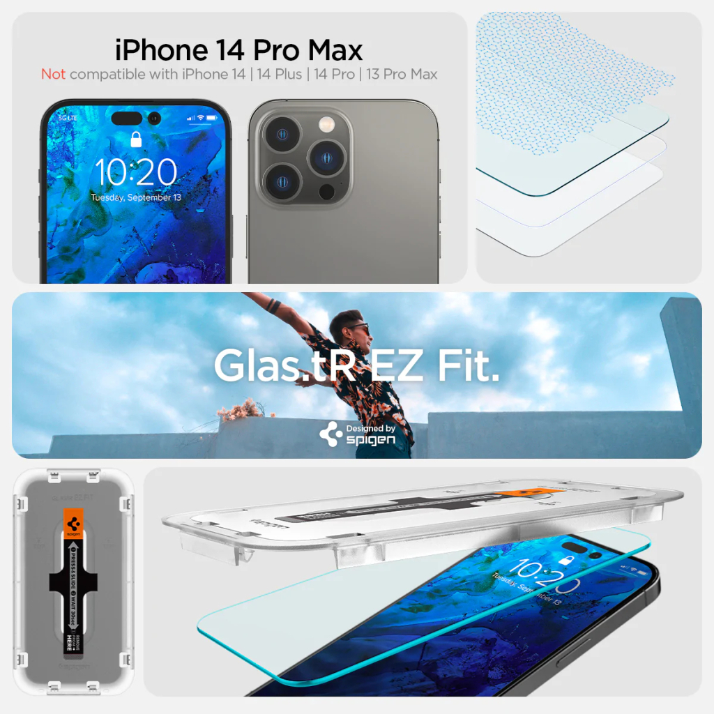 Стекло защитное Spigen Apple Iphone 14 Pro Max Glas tR EZ Fit (2 Pack), Clear (AGL05202) - 7