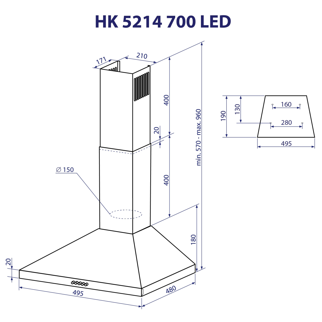 Вытяжка кухонная Minola HK 5214 I 700 LED - 10