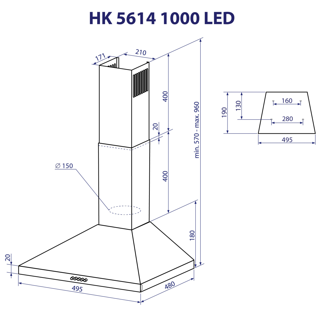 Вытяжка кухонная Minola HK 5614 I 1000 LED - 10