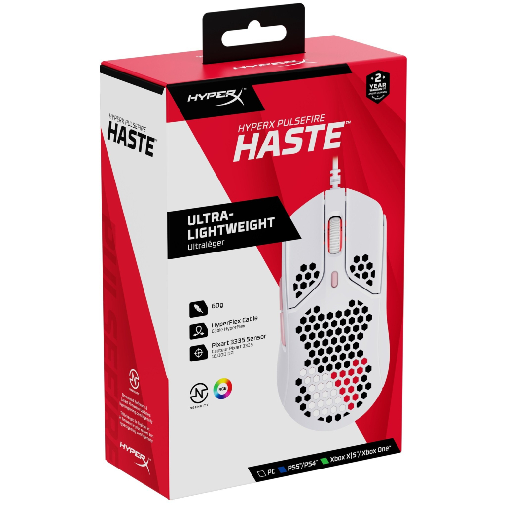 Мышка HyperX Pulsefire Haste White-Pink (4P5E4AA) - 8