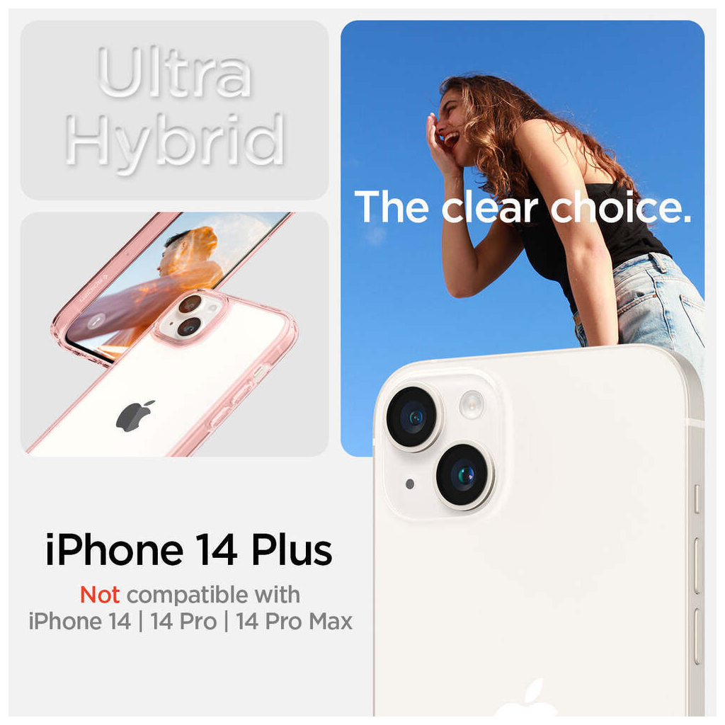 Чехол для моб. телефона Spigen Apple iPhone 14 Plus Ultra Hybrid, Rose Crystal (ACS04897) - 1