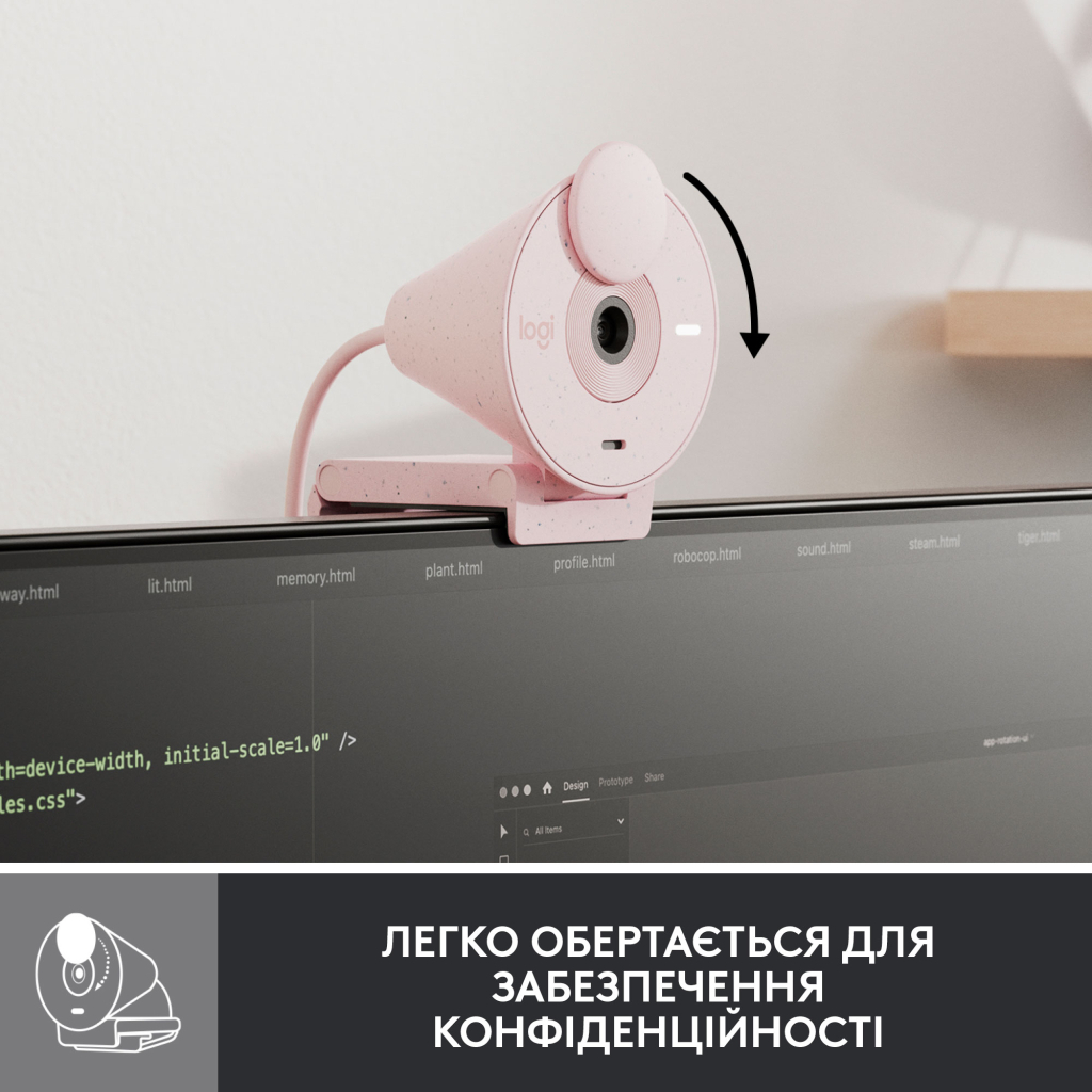 Веб-камера Logitech Brio 300 FHD Rose (960-001448) - 4