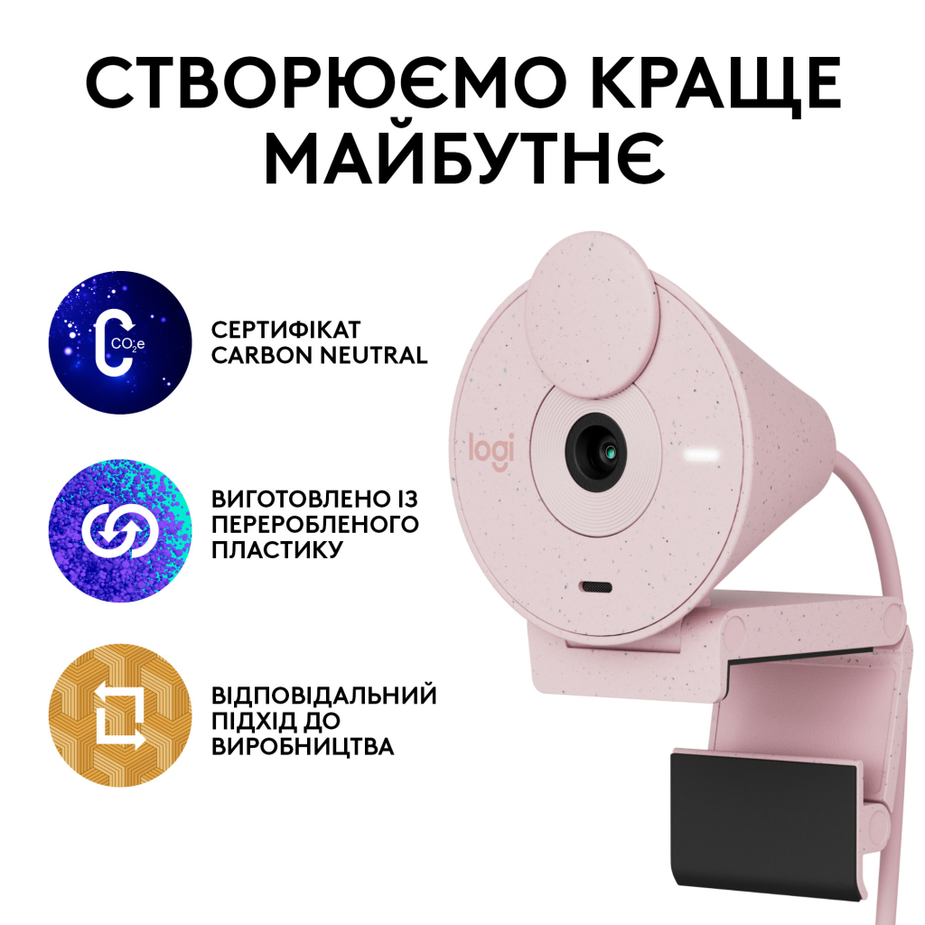 Веб-камера Logitech Brio 300 FHD Rose (960-001448) - 7