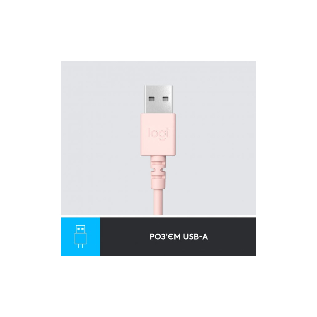 Наушники Logitech H390 USB Rose (981-001281) - 4