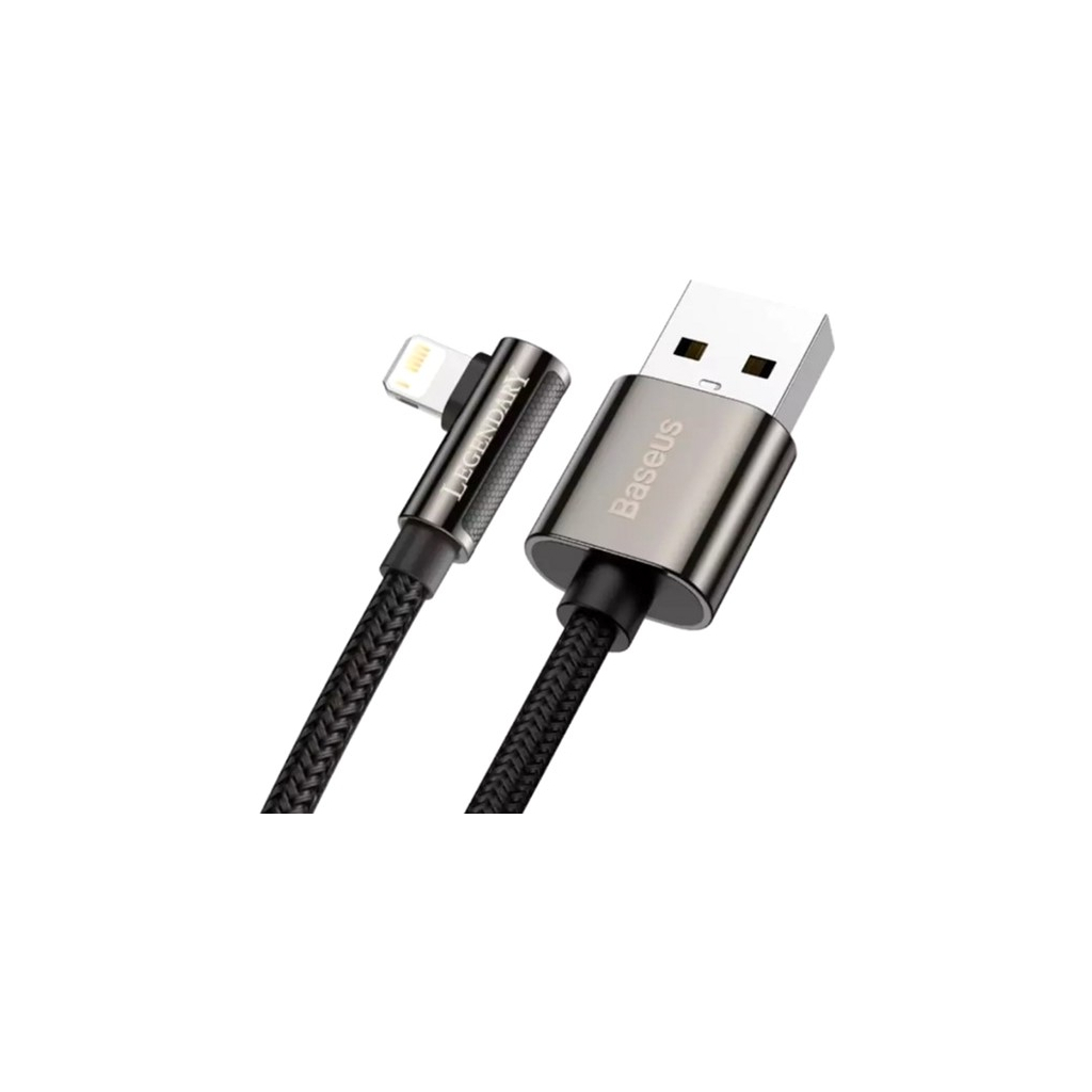 Дата кабель USB 2.0 AM to Lightning 1.0m CALCS 2.4A 90 Legend Series Elbow Black Baseus (CALCS-01) - 1