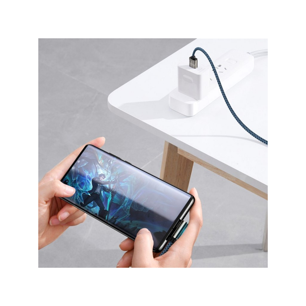 Дата кабель USB 3.1 AM to Type-C 2.0m CATCS 66W 90 Legend Series Elbow Blue Baseus (CACS000503) - 1