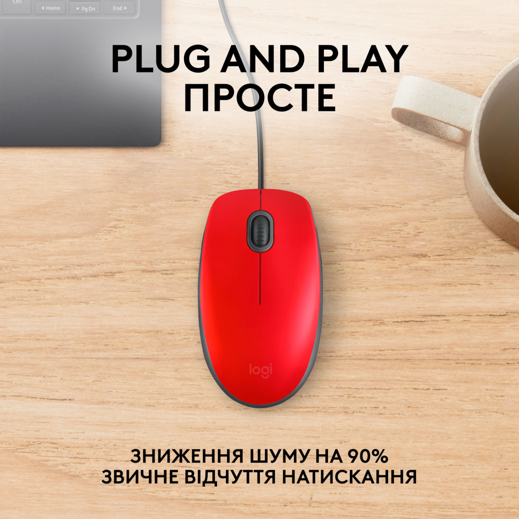 Мышка Logitech M110 Silent USB Red (910-006759) - 2