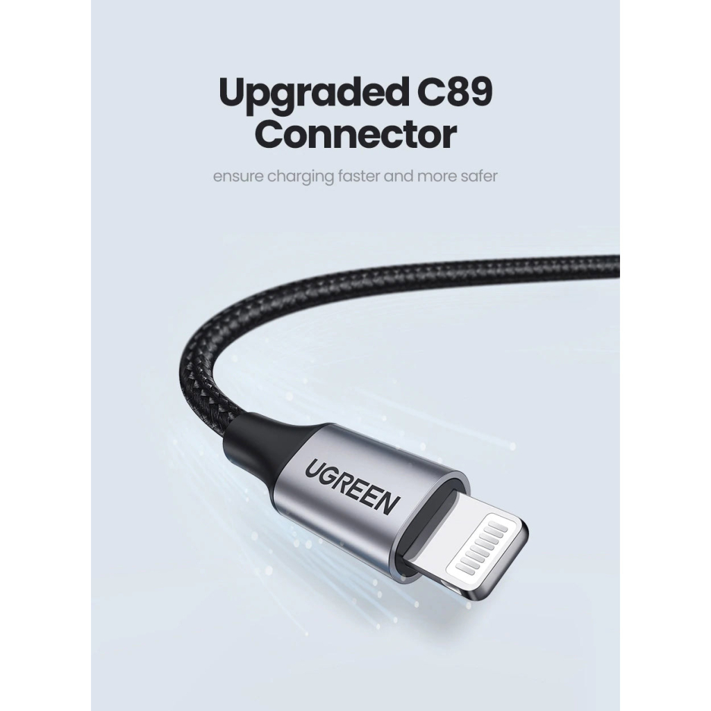 Дата кабель USB 2.0 AM to Lightning 2.0m US199 2.4A Black Ugreen (60158) - 3