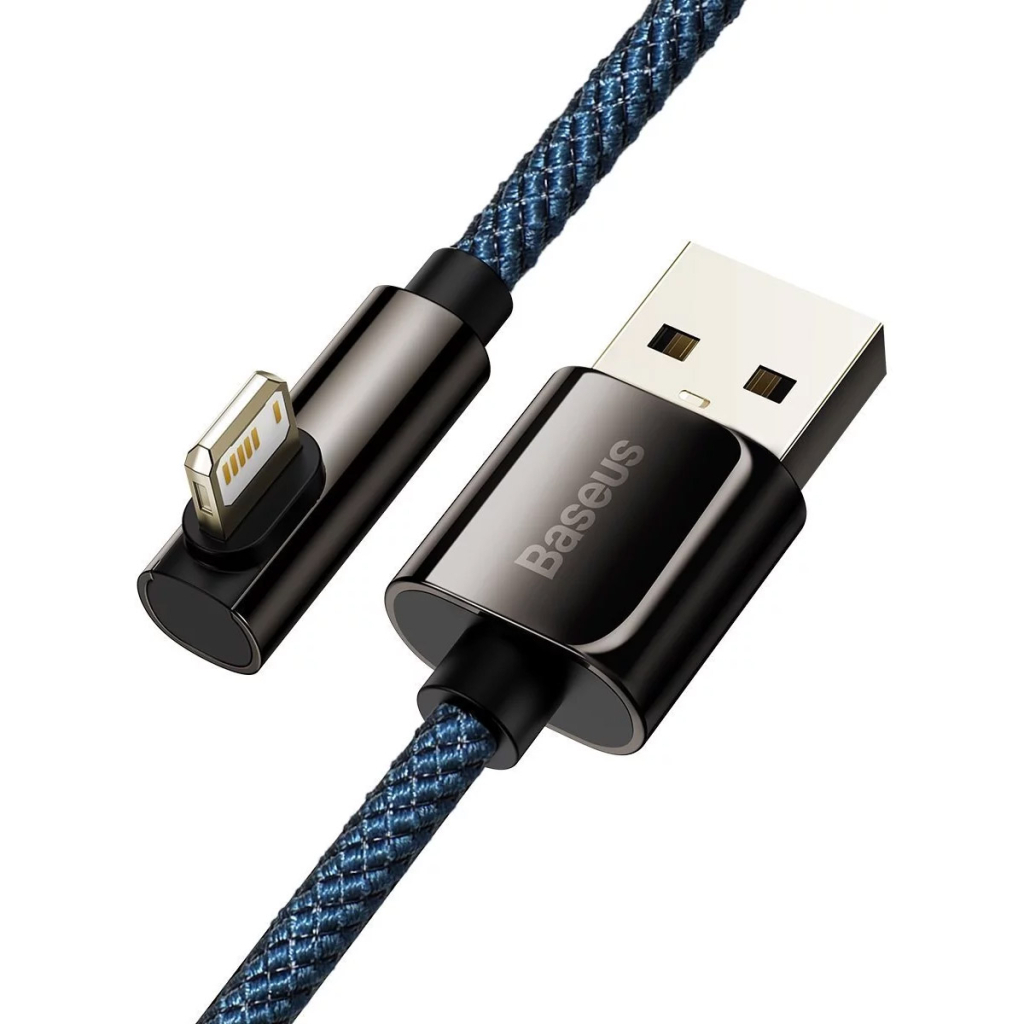 Дата кабель USB 2.0 AM to Lightning 1.0m CACS 2.4A 90 Legend Series Elbow Blue Baseus (CACS000003) - 1