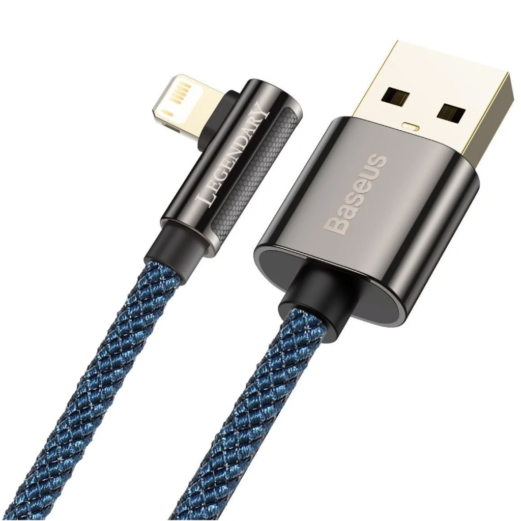 Дата кабель USB 2.0 AM to Lightning 1.0m CACS 2.4A 90 Legend Series Elbow Blue Baseus (CACS000003) - 2