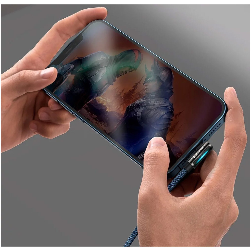 Дата кабель USB 2.0 AM to Lightning 1.0m CACS 2.4A 90 Legend Series Elbow Blue Baseus (CACS000003) - 9