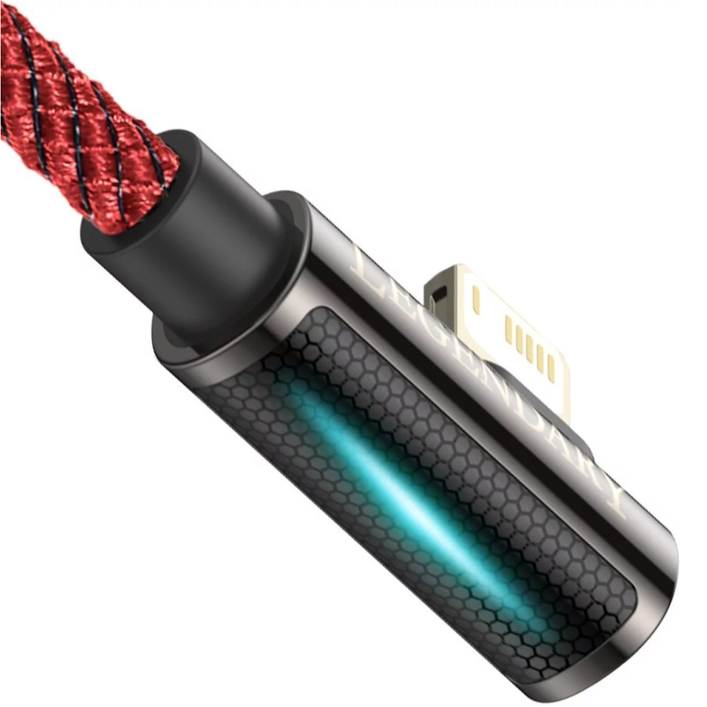Дата кабель USB 2.0 AM to Lightning 2.0m CACS 2.4A 90 Legend Series Elbow Red Baseus (CACS000109) - 3