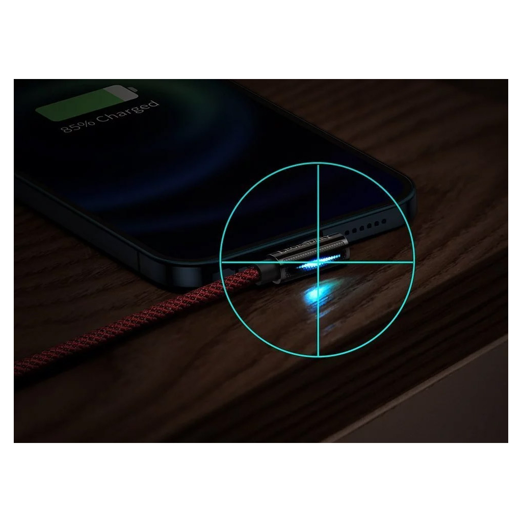 Дата кабель USB 2.0 AM to Lightning 2.0m CACS 2.4A 90 Legend Series Elbow Red Baseus (CACS000109) - 10