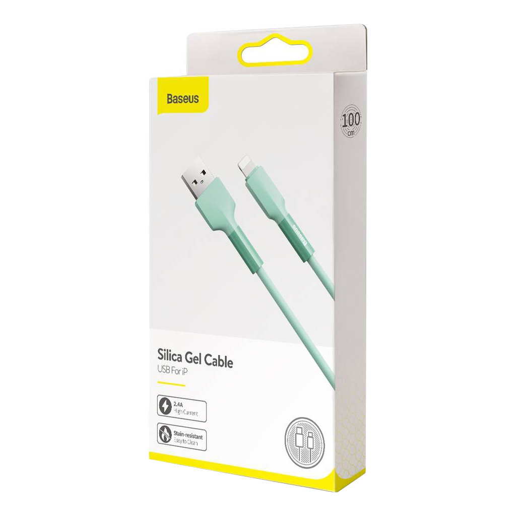 Дата кабель USB 3.1 AM to Lightning 1.0m CALDC 2.4A Silica gel Green Baseus (CALGJ-06) - 2