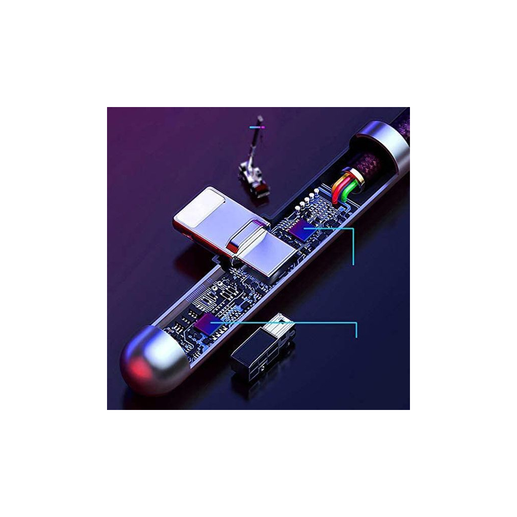 Дата кабель USB 3.1 AM to Lightning 2.0m CAL7C 1.5A 90 Black Baseus (CAL7C-B01) - 6