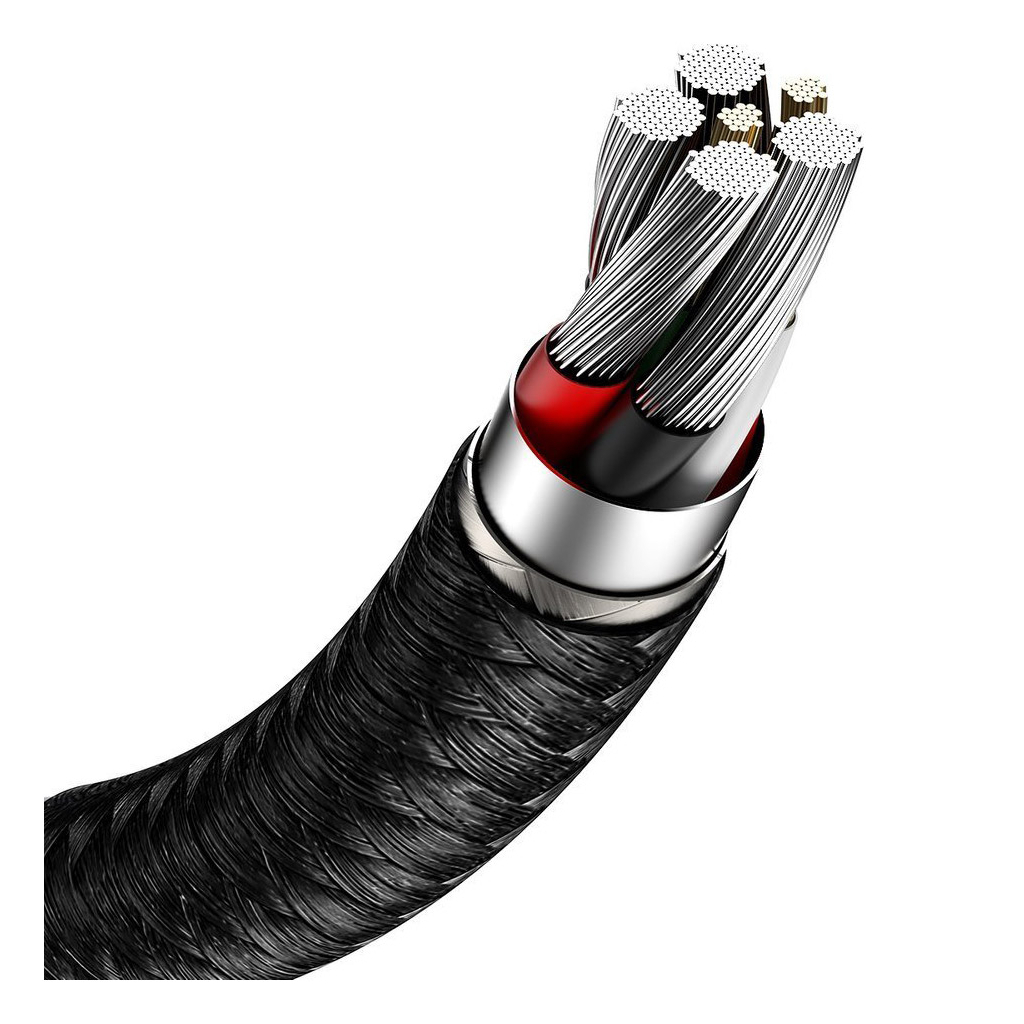 Дата кабель USB 3.1 AM to Type-C 0.25m CAKF 6.0A 66W Cafule Series Metal Data Cable Black Baseus (CAKF000001) - 7