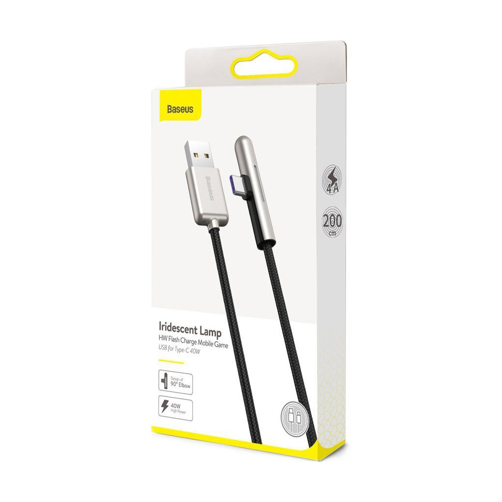 Дата кабель USB 3.1 AM to Type-C 2.0m CAT7C 40W 90 Black Baseus (CAT7C-C01) - 4