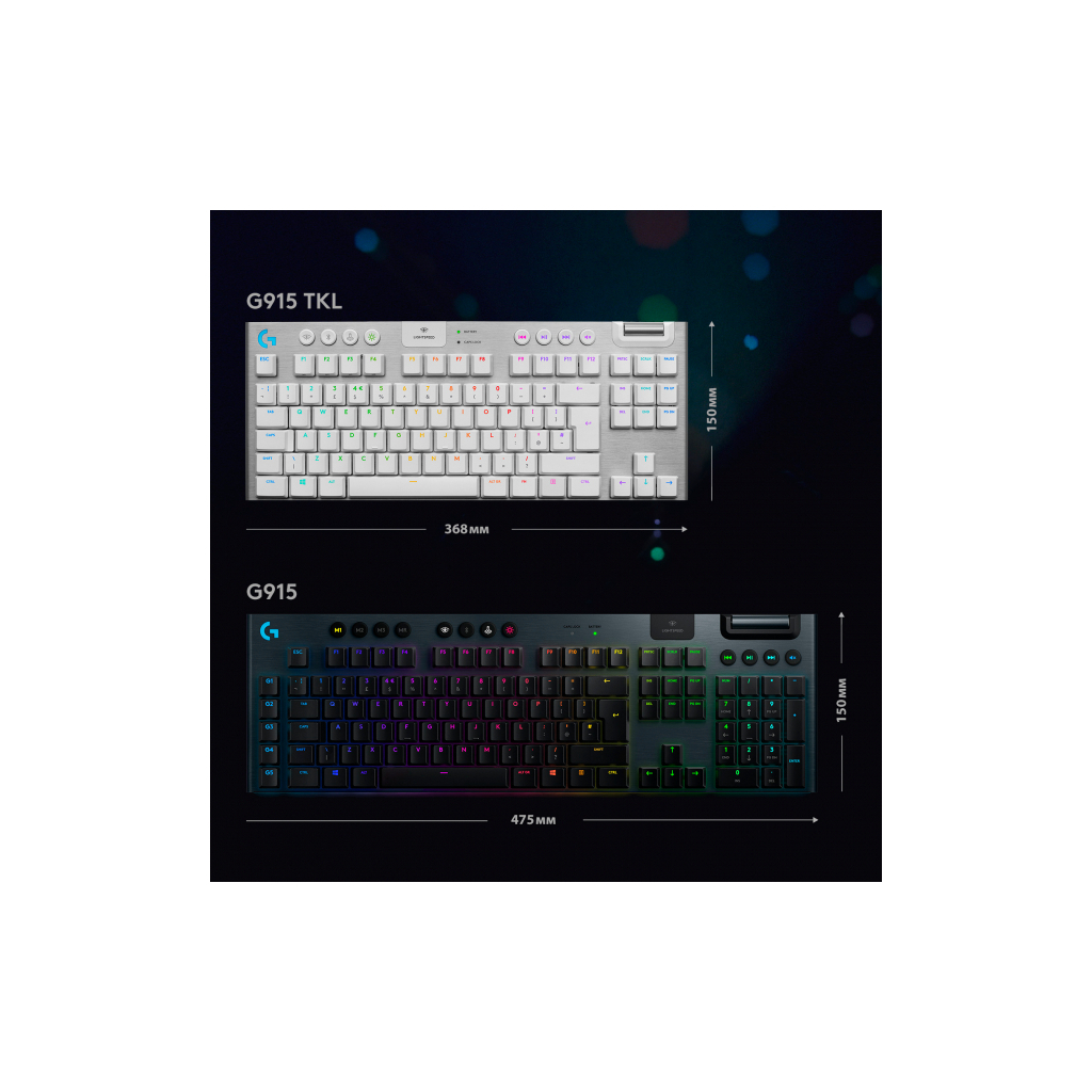 Клавиатура Logitech G915 TKL Tenkeyless Lightspeed RGB Tactile UA White (920-009503) - 5 Клавиатура Logitech G915 TKL Tenkeyless Lightspeed RGB Tactile UA White (920-009503) - 5