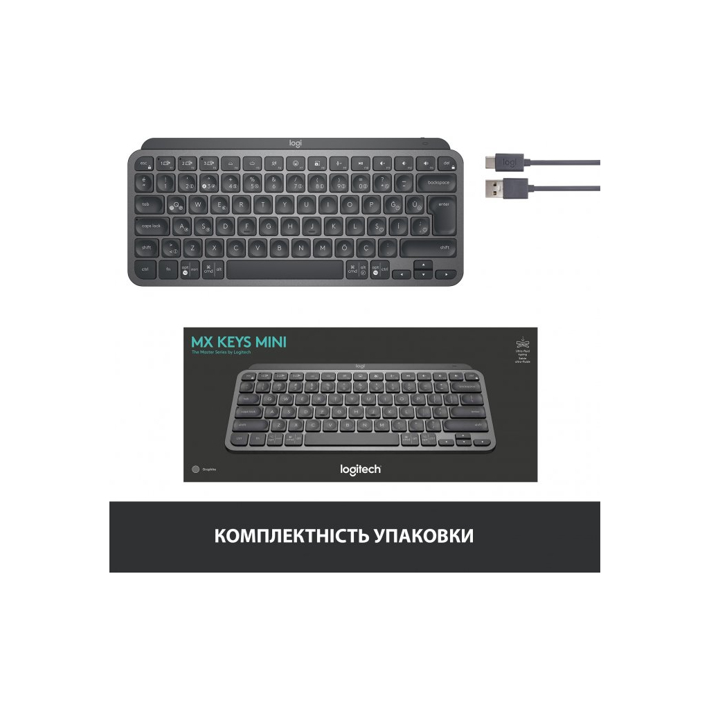 Клавиатура Logitech MX Keys Mini Wireless Illuminated UA Graphite (920-010498) - 7