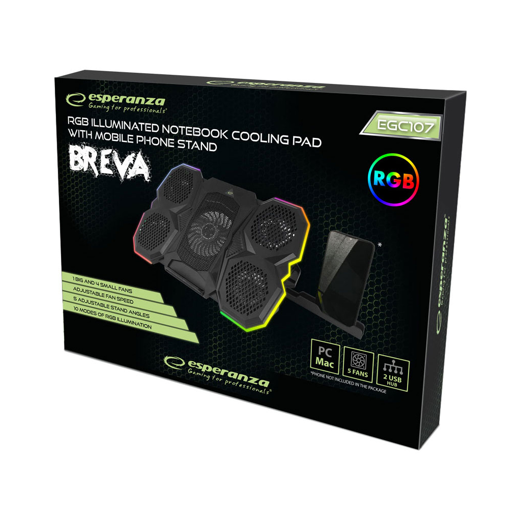 Подставка для ноутбука Esperanza EGC107 with RGB Breva + mobile stand (EGC107) - 6
