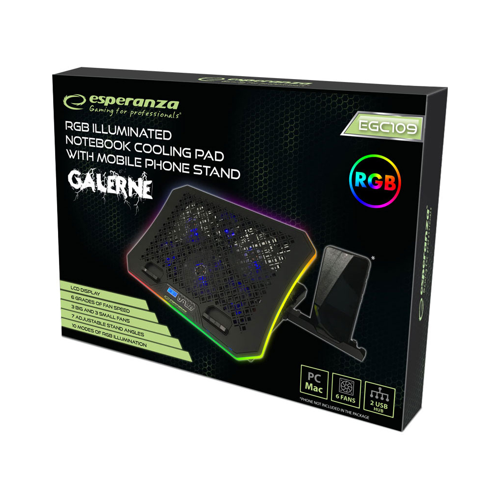 Подставка для ноутбука Esperanza EGC109 with RGB Galerne + mobile stand (EGC109) - 6